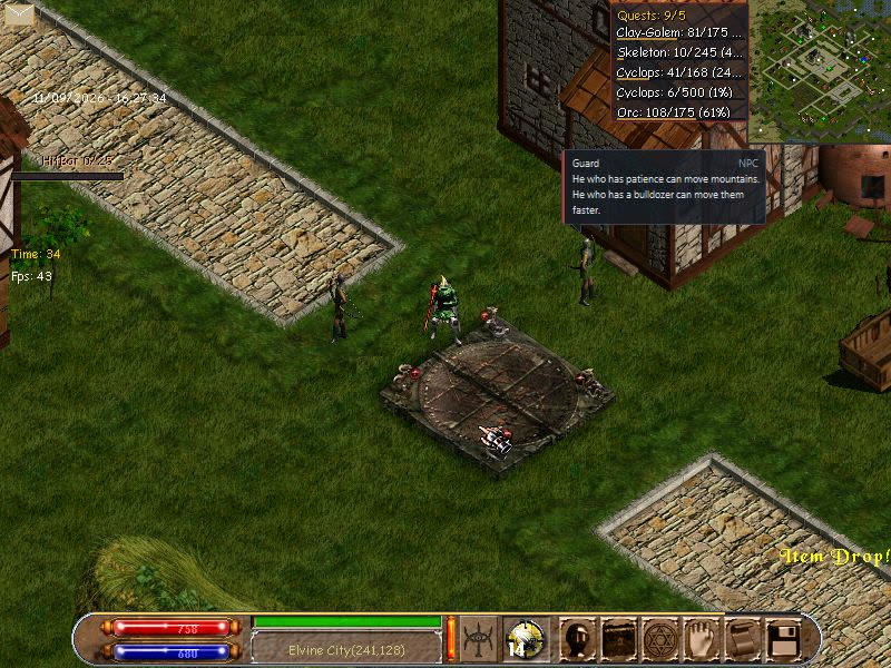 Ciudad de Elvine con jugadores y NPCs en Helbreath Awakening