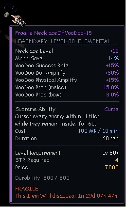 Infobox del Fragile Necklace Of VooDoo +15